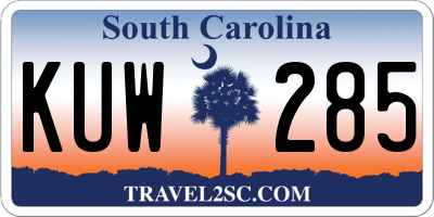 SC license plate KUW285