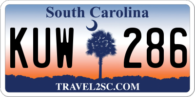 SC license plate KUW286