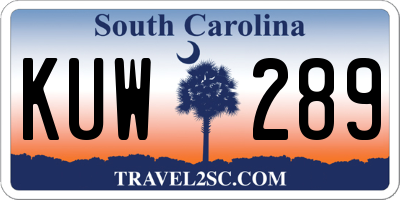 SC license plate KUW289