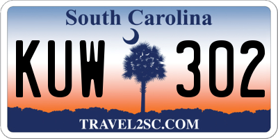 SC license plate KUW302