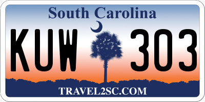 SC license plate KUW303