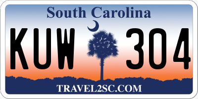 SC license plate KUW304