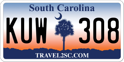 SC license plate KUW308