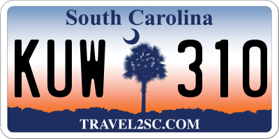 SC license plate KUW310