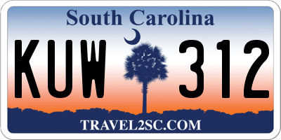 SC license plate KUW312