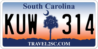 SC license plate KUW314