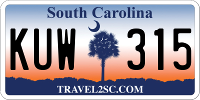 SC license plate KUW315