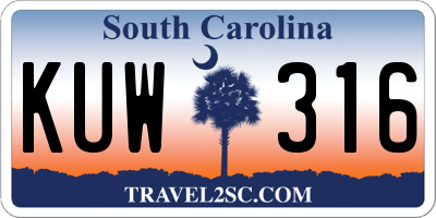 SC license plate KUW316