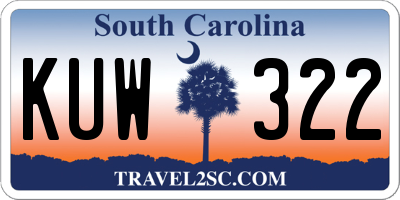 SC license plate KUW322