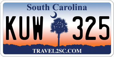 SC license plate KUW325