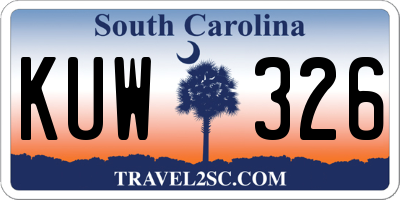 SC license plate KUW326