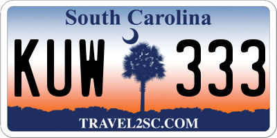 SC license plate KUW333