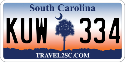 SC license plate KUW334