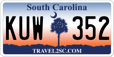 SC license plate KUW352