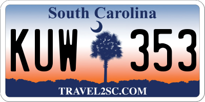 SC license plate KUW353