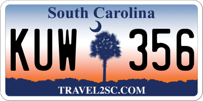 SC license plate KUW356