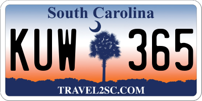 SC license plate KUW365