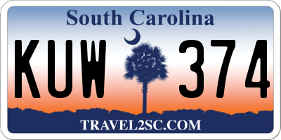 SC license plate KUW374