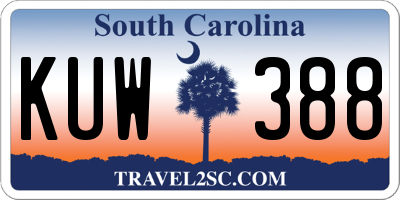 SC license plate KUW388