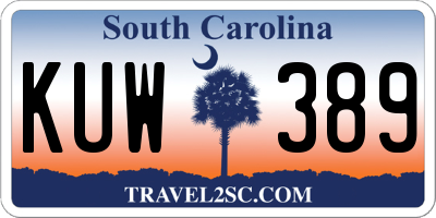 SC license plate KUW389