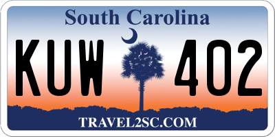 SC license plate KUW402
