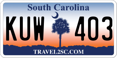 SC license plate KUW403