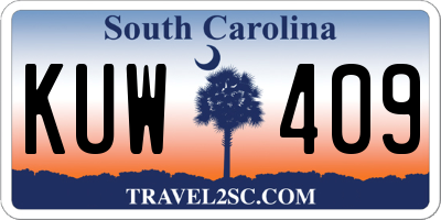 SC license plate KUW409
