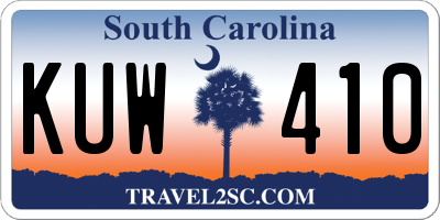 SC license plate KUW410