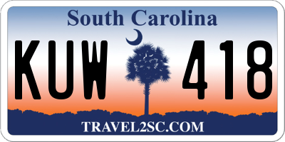 SC license plate KUW418