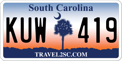 SC license plate KUW419