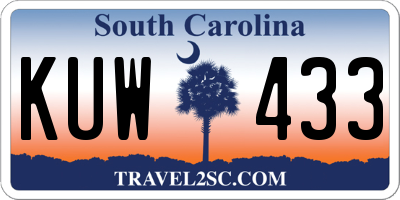 SC license plate KUW433