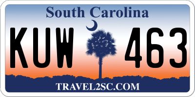 SC license plate KUW463