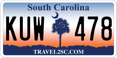 SC license plate KUW478