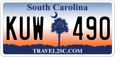 SC license plate KUW490