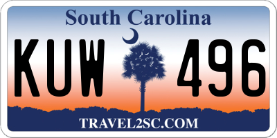 SC license plate KUW496
