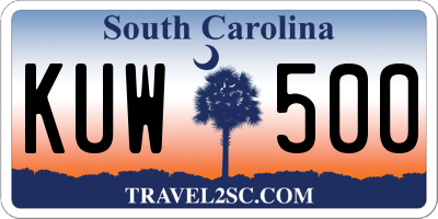 SC license plate KUW500