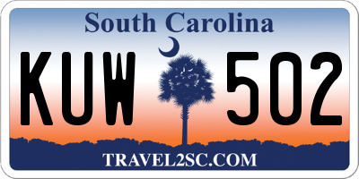 SC license plate KUW502