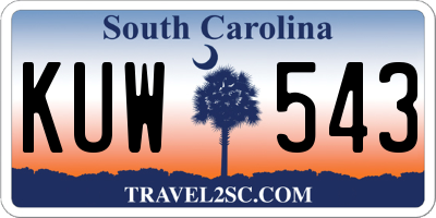 SC license plate KUW543
