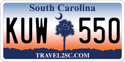 SC license plate KUW550