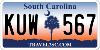 SC license plate KUW567