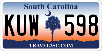 SC license plate KUW598