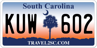 SC license plate KUW602
