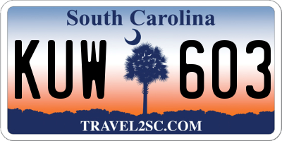 SC license plate KUW603