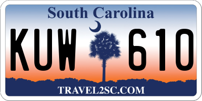 SC license plate KUW610