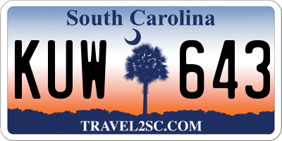 SC license plate KUW643
