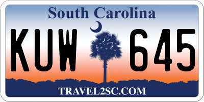 SC license plate KUW645