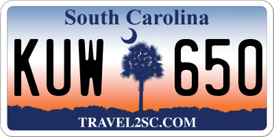 SC license plate KUW650
