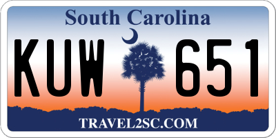 SC license plate KUW651