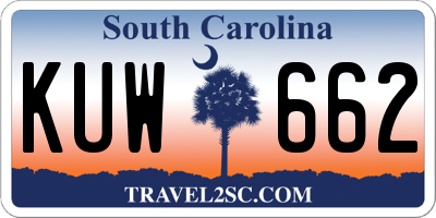 SC license plate KUW662