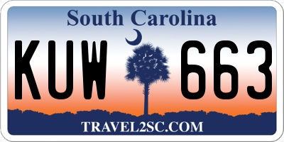 SC license plate KUW663
